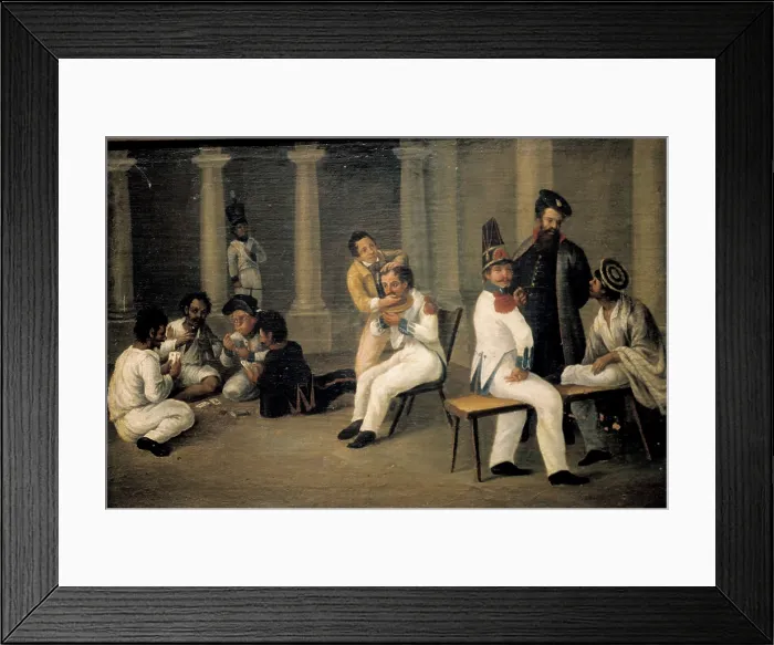 Framed Print : ARRIETA, Jose Agustin (1802-1874). Portals of the Main Square of Puebla. 1840. MEXICO. Mexico City. Chapultepec Castle. Oil on canvas. - J
