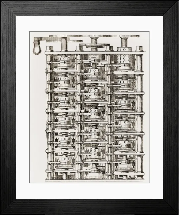 Framed Print : Small part of Babbage's mechanical calculating engine his Difference Engine an invention to which he dedicated his life Framed Print : Small part of Babbage's mechanical calculating engine his Difference Engine an invention to which he dedicated his life