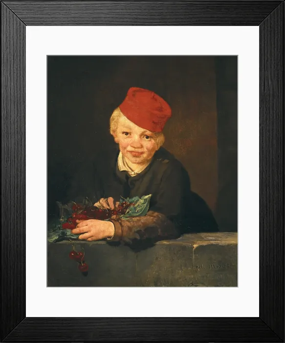 Framed Print : MANET, edouard (1832-1883). Boy with cherries. 1859. Impressionism. Oil on canvas. PORTUGAL. Lisbon. Museu Calouste Gulbenkian (Lisbon Calouste Gulbenkian Museum)