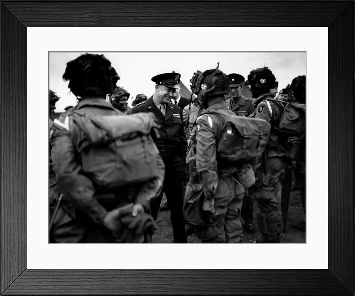 Framed Print : General Eisenhower talks with paratroopers of the 101st U.S. Airborne before D-Day