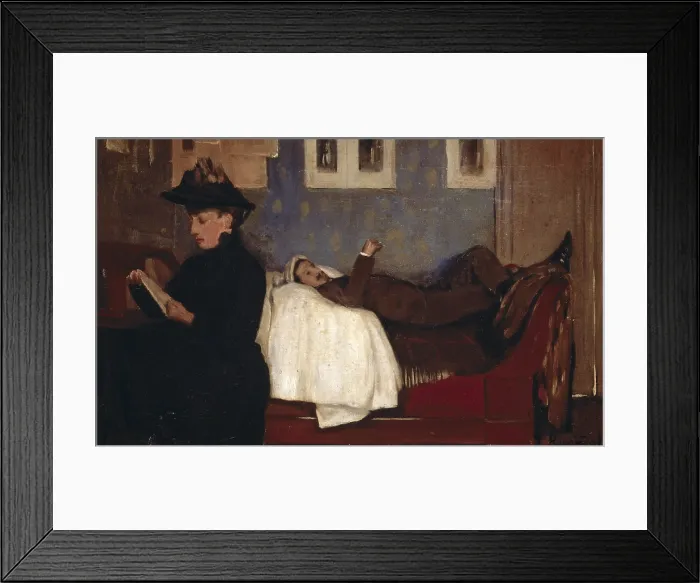 Framed Print : RUSInOL i PRATS, Santiago (1861-1931). Paris Studio. c.1892. The figure of the couch seems to be Miguel Utrillo. Modernism. Oil on canvas