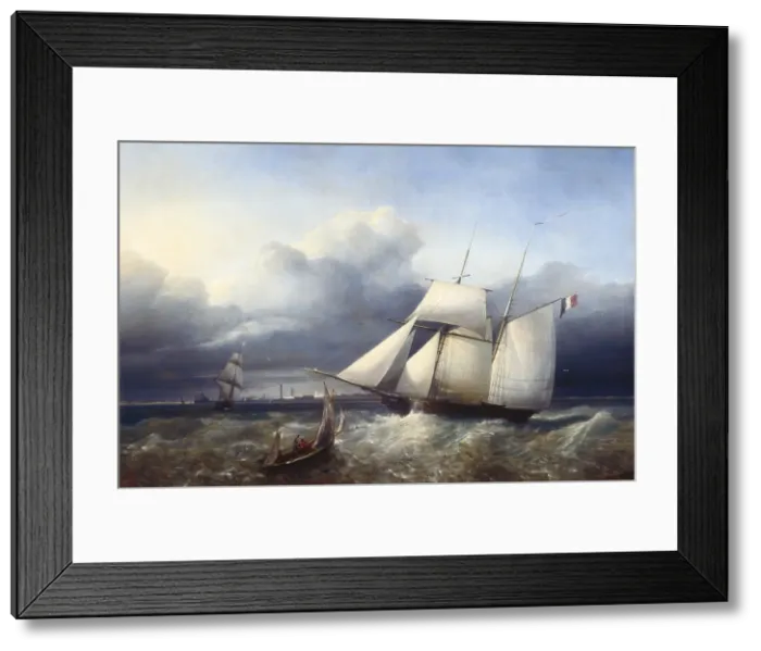 Framed Print : WEYTS, Petrus (1799-1855). The Charles V in a Storm. 1840. Painting. BELGIUM. Antwerp. National Maritime Museum Framed Print : WEYTS, Petrus (1799-1855). The Charles V in a Storm. 1840. Painting. BELGIUM. Antwerp. National Maritime Museum