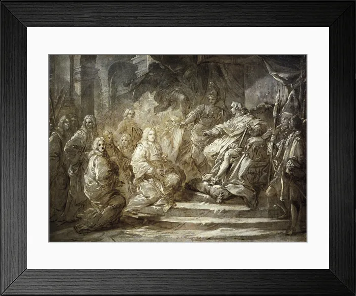 Framed Print : Paris politicians meeting Louis XV in September 5th 1715. Grisaille sketch (circa 1716) by Louis de Boullogne. FRANCE. Paris. Musee Carnavalet (Carnavalet Museum)