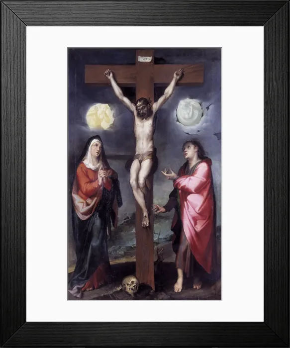 Framed Print : Crucifixion of Christ (Crocifissione di Cristo), by Bartolomeo Passerotti, 1580 - 1590, 16th Century, oil on canvas, 166, 5 x 119, 5 cm - Italy, Emilia Romagna, Bologna