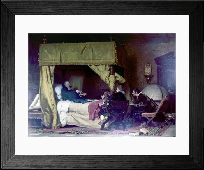 Framed Print : Dying Galileo (Galielo Morente), by Nicolo Barabino, 19th Century, oil on canvas - Italy, Liguria, Genoa, Orsini Palace. Whole artwork view Framed Print : Dying Galileo (Galielo Morente), by Nicolo Barabino, 19th Century, oil on canvas - Italy, Liguria, Genoa, Orsini Palace. Whole artwork view