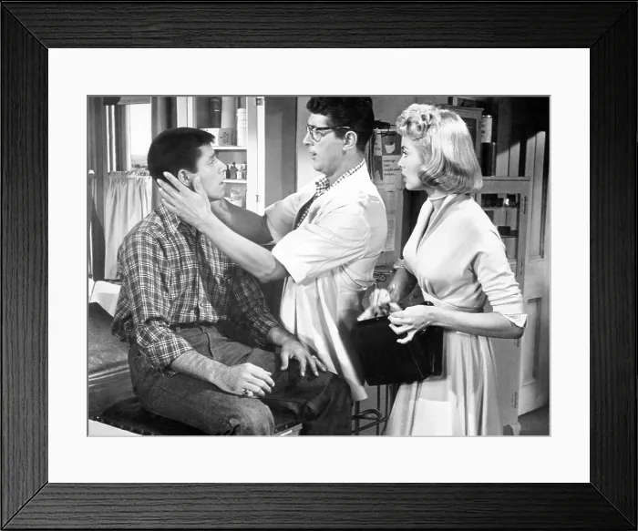 Framed Print : LIVING IT UP, from left: Jerry Lewis, Dean Martin, Janet Leigh, 1954
