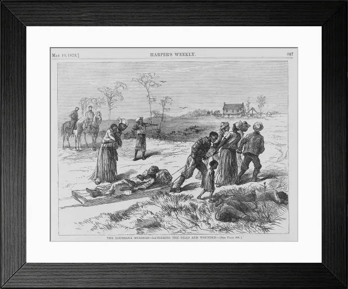 Framed Print : African American gathering the dead and wounded the morning after the Colfax massacre, the culmination of an election dispute in Louisiana Framed Print : African American gathering the dead and wounded the morning after the Colfax massacre, the culmination of an election dispute in Louisiana