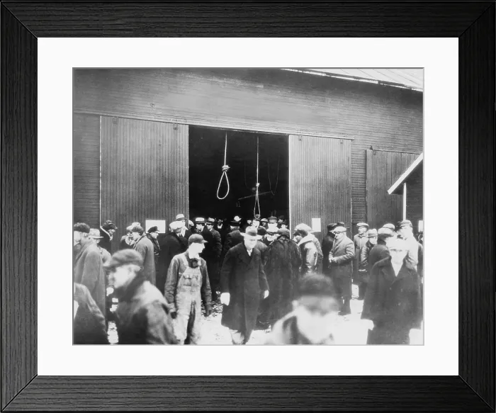 Framed Print : Two hangman's nooses hang as a grim warning to prospective bidders on this foreclosed farm