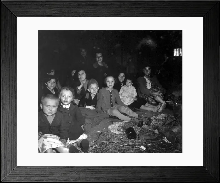 Framed Print : Women and children in the barracks of Gunskirchen concentration camp in Lambach, Austria. These prisoners were liberated by the U.S. Army, 71st Infantry on May 4, 1945