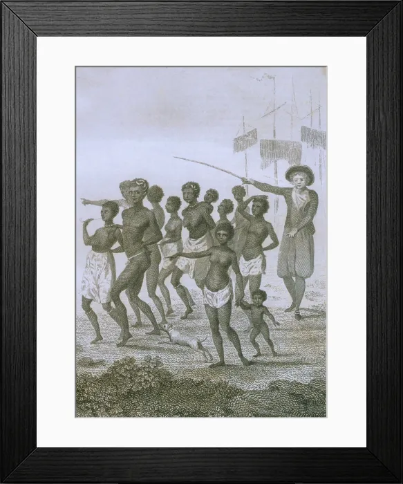 Framed Print : Unloading of enslaved Africans in Dutch colony Surinam in the late 18th century Framed Print : Unloading of enslaved Africans in Dutch colony Surinam in the late 18th century