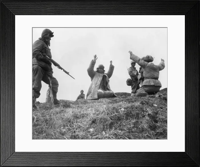 Framed Print : U.S. Marines capture Chinese Communists during Operation Killer'. March 2, 1951. They would be among the 208 prisoners taken in Central Korean from Feb
