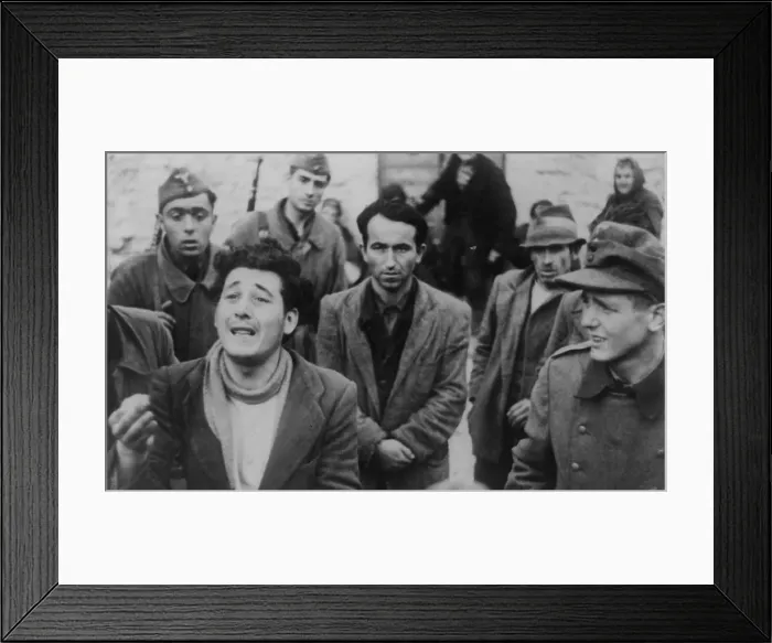 Framed Print : Soviet (Russian) civilians arrested by German as partisans in 1944. German photo caption describes them as captured bandits protesting their innocence'. World War 2 Framed Print : Soviet (Russian) civilians arrested by German as partisans in 1944. German photo caption describes them as captured bandits protesting their innocence'. World War 2