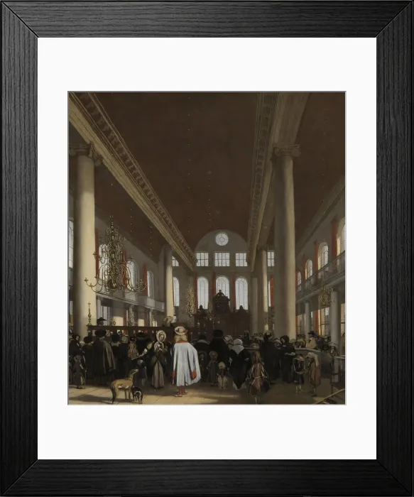 Framed Print : Portuguese Synagogue in Amsterdam, by Emanuel de Witte, 1680, Dutch painting, oil on canvas. Jewish service in the Sephardic synagogue in Amsterdam, completed in 1675 Framed Print : Portuguese Synagogue in Amsterdam, by Emanuel de Witte, 1680, Dutch painting, oil on canvas. Jewish service in the Sephardic synagogue in Amsterdam, completed in 1675