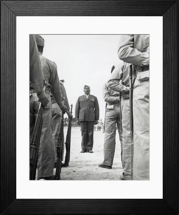 Framed Print : African American Marine boot recruits listen to their drill instructor, Sgt. Gilbert H. Johnson Framed Print : African American Marine boot recruits listen to their drill instructor, Sgt. Gilbert H. Johnson