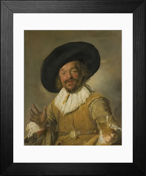 Framed Print : Merry Drinker, by Frans Hals, 1668-1630, Dutch painting, oil on canvas. Also known as, A Militiaman Holding a Berkemeyer