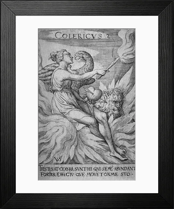 Framed Print : The Choleric personality was impatient and thought to be caused by the dominance of the humor black bile