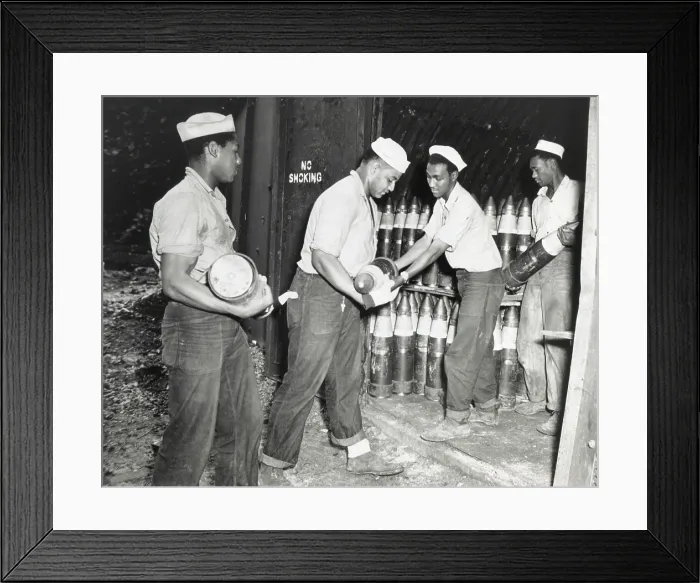 Framed Print : African American ammunition handlers in the U.S. Navy during World War 2