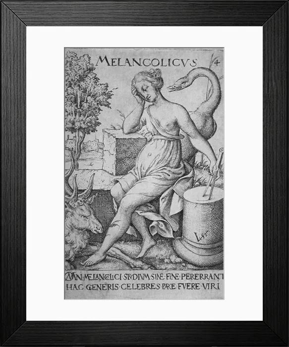 Framed Print : The Melancholic personality was depressed and thought to be caused by the dominance of the humor yellow bile Framed Print : The Melancholic personality was depressed and thought to be caused by the dominance of the humor yellow bile