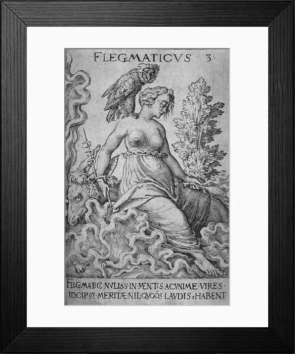 Framed Print : The Phlegmatic personality was calm and thought to be caused by the dominance of the humor phlegm