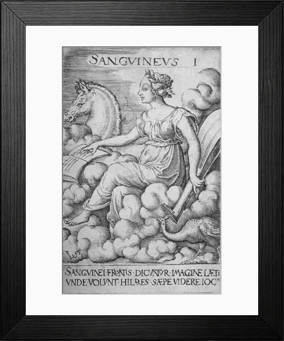 Framed Print : The Sanguine personality was optimistic and thought to be caused by the dominance of the humor blood