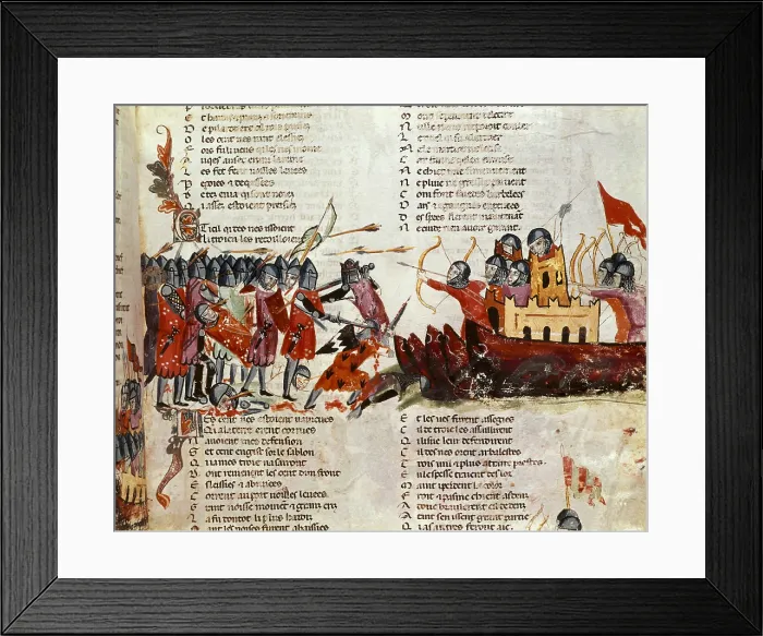 Framed Print : Crusades. Disembark of crusaders. Miniature Painting. ITALY. Venice. Biblioteca nazionale marciana (St. Mark's Library)