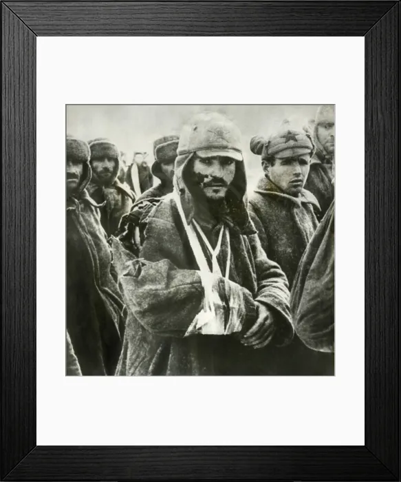 Framed Print : Soviet (Russia) prisoners of war. Photo was taken by an Italian photographer in Russia, April 1942 World War 2. (BSLOC_2014_8_45)