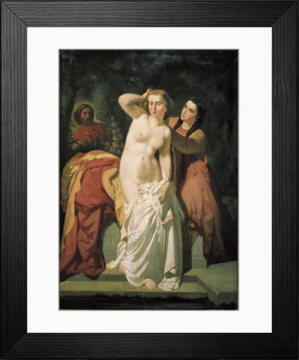 Framed Print : ASENJO AROZARENA, Salustiano (1834-1897). The Cava leaving the bath. 1856 - 1877. Work also known as 'Don Rodrigo and La Cava' or 'David and Bathsheba' Framed Print : ASENJO AROZARENA, Salustiano (1834-1897). The Cava leaving the bath. 1856 - 1877. Work also known as 'Don Rodrigo and La Cava' or 'David and Bathsheba'