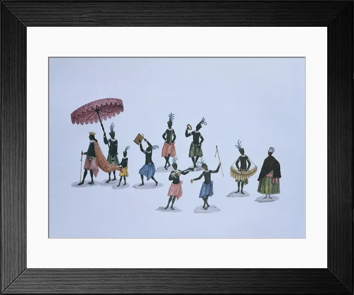 Framed Print : Carlos Juliao (1740-1814). Coronation of a king in the celebrations of Kings, Brazil, 18th c. Costumbrism. Watercolour. - J