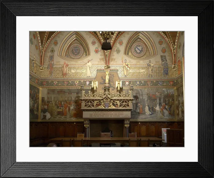 Framed Print : BELGIUM. Bruges. Inside of the Gothic Hall (Gotische Zaal) of the City Hall (Stadhuis). 1376-1421. West wall. Flamboyant gothic. Architecture