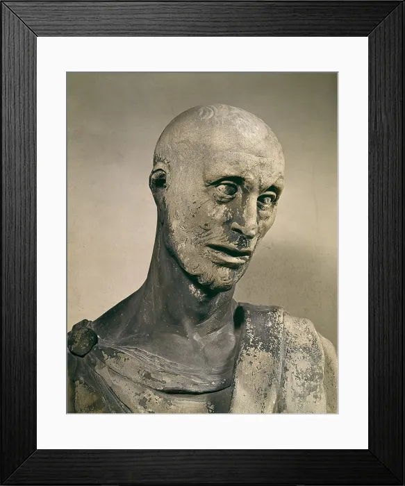 Framed Print : DONATELLO, Donato de Betto Bardi, called (1386-1466). Prophet Habakkuk. 1427-1436. Renaissance art. Quattrocento. Sculpture on marble. ITALY. Florence. Opera del Duomo Museum