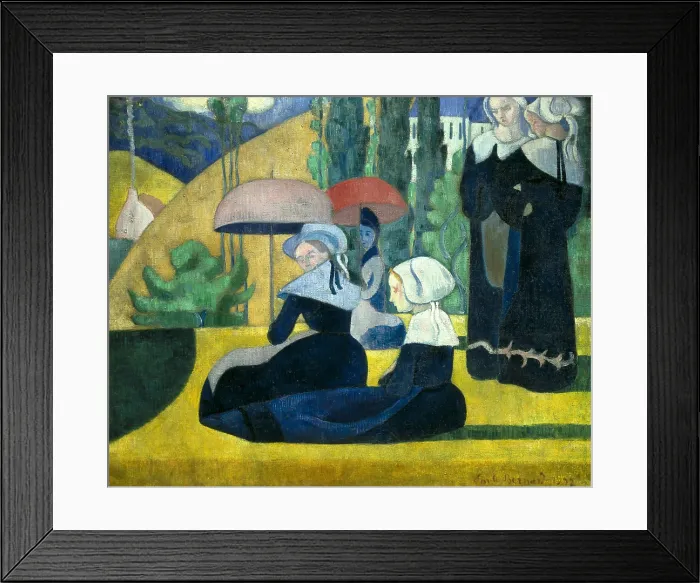 Framed Print : BERNARD, Emile (1866-1941). Breton Women with Parasols. 1892. Symbolism. Les Nabis. Oil on canvas. FRANCE. Paris. Musee d'Orsay (Orsay Museum)