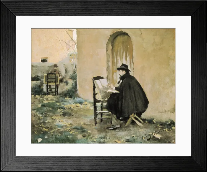 Framed Print : RUSInOL i PRATS, Santiago (1861-1931); CASAS i CARBO, Ramon (1866-1932). Rusinol and Casas painting. 1890. Rusinol and Casas painting. Modernism. Oil on canvas. SPAIN. Sitges
