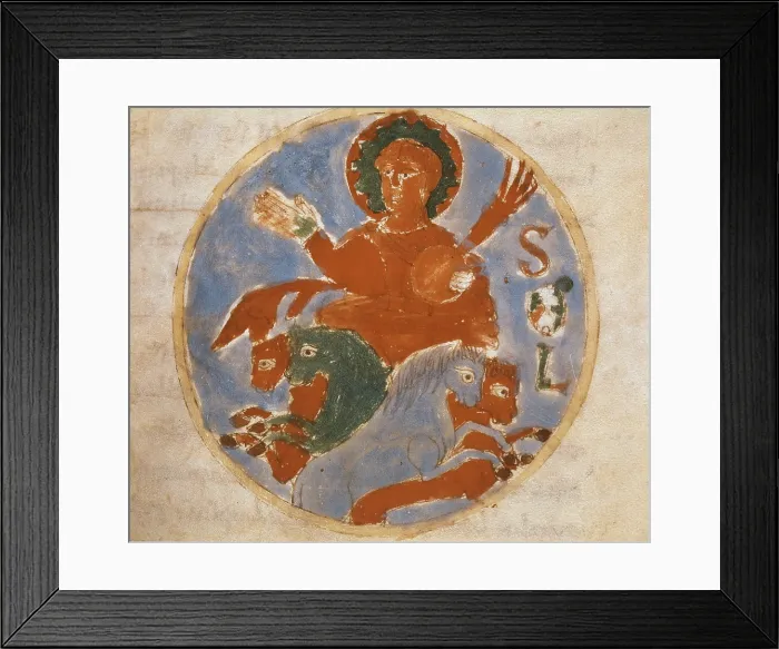 Framed Print : RABANUS, Maurus (c. 780 - 856). De universo or De rerum naturis. 842 - 847. The Sun. Edition of the 11th century from the original Carolingian manuscript. Romanesque art Framed Print : RABANUS, Maurus (c. 780 - 856). De universo or De rerum naturis. 842 - 847. The Sun. Edition of the 11th century from the original Carolingian manuscript. Romanesque art