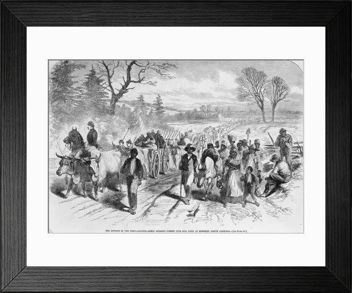 Framed Print : Shortly after the Emancipation Proclamation went into effect on January 1, 1863, many freed slaves escaped to the Union Army lines at Newbern, North Carolina Framed Print : Shortly after the Emancipation Proclamation went into effect on January 1, 1863, many freed slaves escaped to the Union Army lines at Newbern, North Carolina