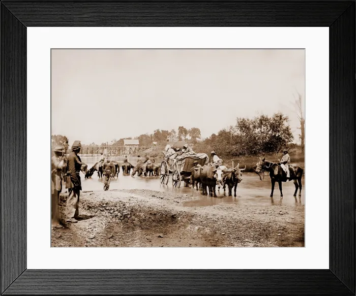 Framed Print : Fugitive African Americans fording the Rappahannock River in July-August 1862 as slaves took advantage of the Second Battle of Bull Run escape to the Union Lines Framed Print : Fugitive African Americans fording the Rappahannock River in July-August 1862 as slaves took advantage of the Second Battle of Bull Run escape to the Union Lines