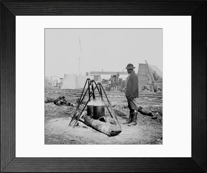 Framed Print : African American Union army cook at work at City Point, Virginia during the Richmond-Petersburg Campaign, fought from June 1864, to March 1865