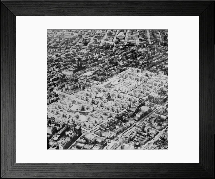 Framed Print : Aerial view of the Williamsburg Houses, low-rent housing in Brooklyn, NYC, 1939 Framed Print : Aerial view of the Williamsburg Houses, low-rent housing in Brooklyn, NYC, 1939