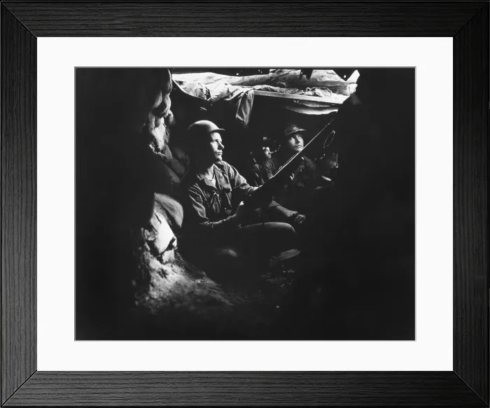 Framed Print : U.S. infantrymen near Heartbreak Ridge, in tunnel positions, 40 yards from the Communists. Sept. 1952 Framed Print : U.S. infantrymen near Heartbreak Ridge, in tunnel positions, 40 yards from the Communists. Sept. 1952