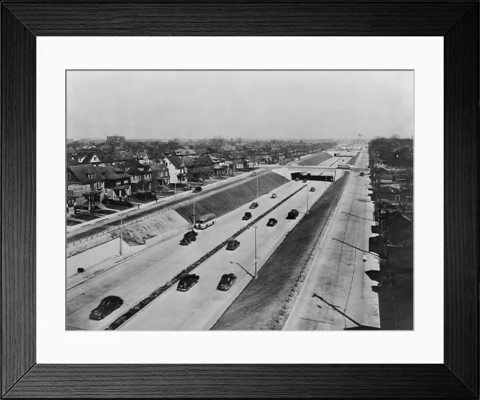 Framed Print : Davison Highway, built in 1941-42, was a depressed six-lane, limited-access highway connecting Detroit and Highland Park. (BSLOC_2013_8_190) Framed Print : Davison Highway, built in 1941-42, was a depressed six-lane, limited-access highway connecting Detroit and Highland Park. (BSLOC_2013_8_190)