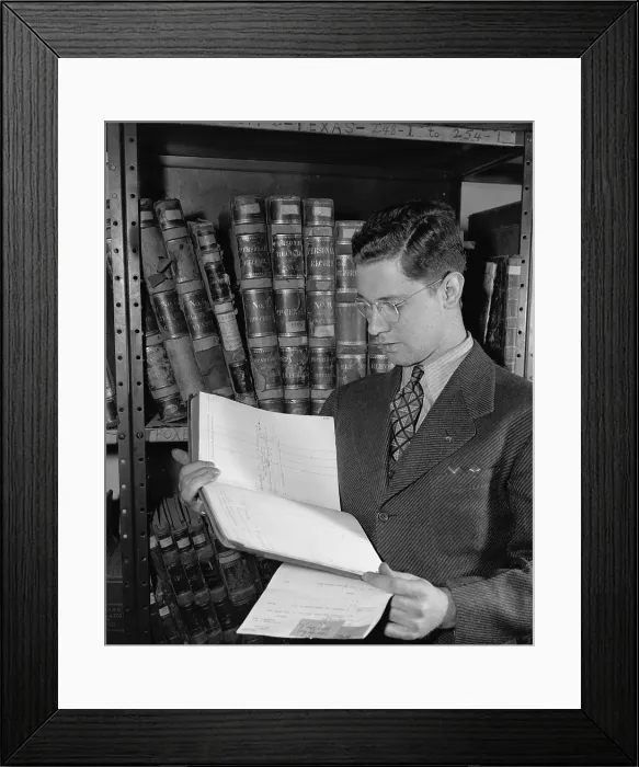 Framed Print : Government employee with 1890 census records, ca. 1940. (BSLOC_2013_8_174) Framed Print : Government employee with 1890 census records, ca. 1940. (BSLOC_2013_8_174)