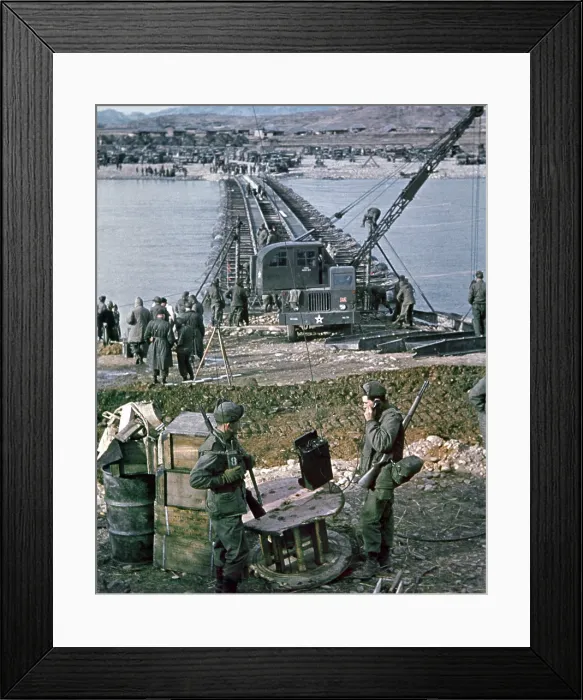 Framed Print : Pontoon bridge over the Han River seven miles south of Chunju, Korea. It was built in seven weeks from May 12-July 1, 1951. Korean War, 1950-53. (BSLOC_2014_11_129) Framed Print : Pontoon bridge over the Han River seven miles south of Chunju, Korea. It was built in seven weeks from May 12-July 1, 1951. Korean War, 1950-53. (BSLOC_2014_11_129)