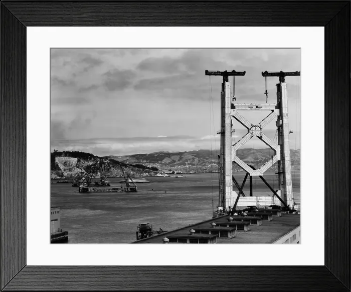 Framed Print : San Francisco-Oakland Bay Bridge, under construction, ca. 1934. (BSLOC_2013_8_189) Framed Print : San Francisco-Oakland Bay Bridge, under construction, ca. 1934. (BSLOC_2013_8_189)