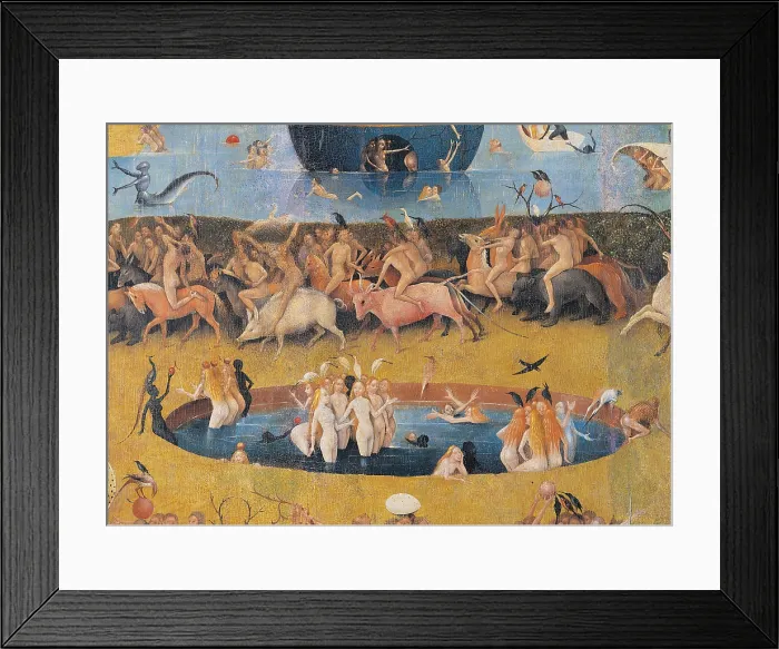 Framed Print : The Garden of Earthly Delights, by Van Aeken Joren Anthoniszoon known as Bosch Hieronymus, 16th Century, 1503 -1504, oil on panel, cm 220 x 195 - Spain, Comunidad de Madrid Framed Print : The Garden of Earthly Delights, by Van Aeken Joren Anthoniszoon known as Bosch Hieronymus, 16th Century, 1503 -1504, oil on panel, cm 220 x 195 - Spain, Comunidad de Madrid