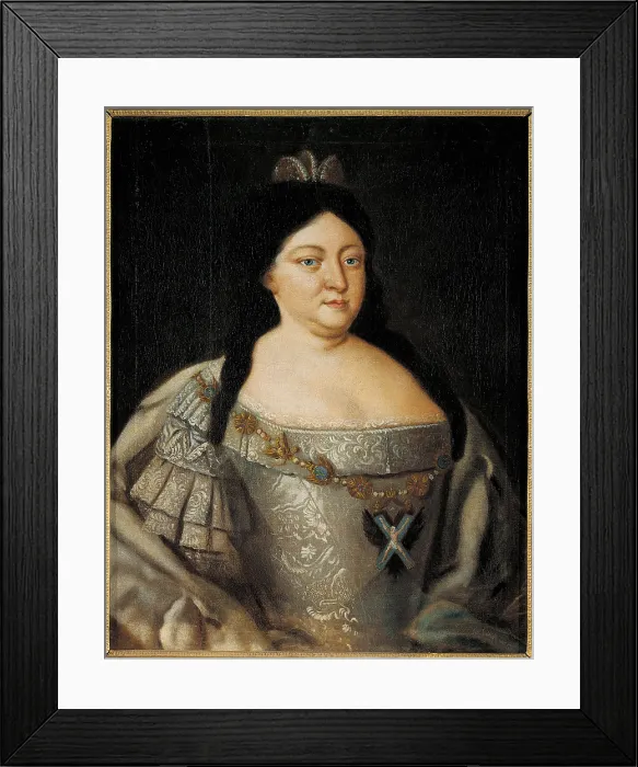 Framed Print : Empress Anna Ioannovna, by Anonymous artist, 1730 about, 18th Century, oil on canvas, cm 82, 5 x 67, 5 - Russia, Moscow, State Historical Museum