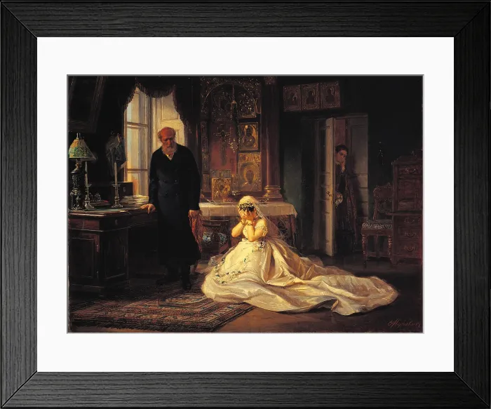 Framed Print : Before the Wedding, by Firs Sergeevic Zuravlev, 1870 about, 19th Century, oil on canvas, cm 99 x 134 - Russia, Moscow, Tretjakov State Gallery, Inv. 540