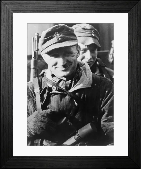 Framed Print : Two German soldiers, one middle aged, on the Oder Front in early 1945. The Soviet (Russian) armies were near but paused, after their successful Vistula-Oder Offensive of Jan Framed Print : Two German soldiers, one middle aged, on the Oder Front in early 1945. The Soviet (Russian) armies were near but paused, after their successful Vistula-Oder Offensive of Jan