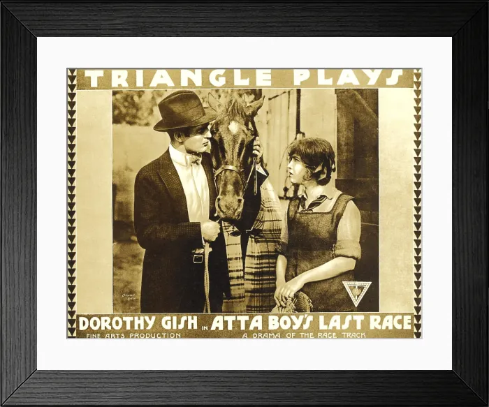 Framed Print : ATTA BOY'S LAST RACE, right: Dorothy Gish on lobbycard, 1916 Framed Print : ATTA BOY'S LAST RACE, right: Dorothy Gish on lobbycard, 1916
