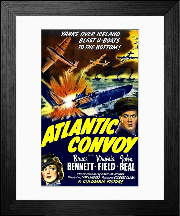 Framed Print : ATLANTIC CONVOY, US poster, center right: Bruce Bennett, bottom left: Virginia Field, 1942