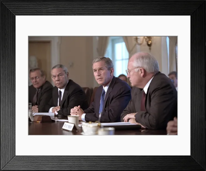Framed Print : National Security Council on Sept 12, 2001, the day following the 9-11 Terrorist Attacks