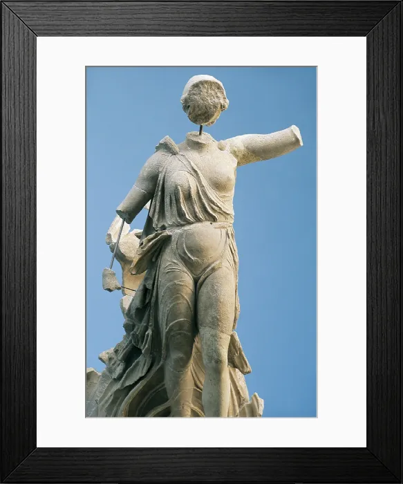 Framed Print : PAEONIUS (5th century BC). Nike. 421 BC. Detail. Classical Greek art. Sculpture on marble. GREECE. Olympia. Archaeological Museum of Olympia